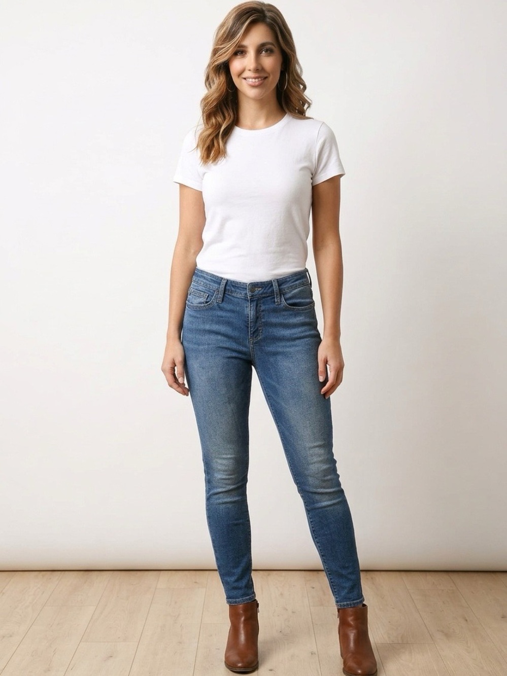 Joes Jeans Mid Rise Skinny Ankle Jeans in Mid Blue Stretch Denim Size 29